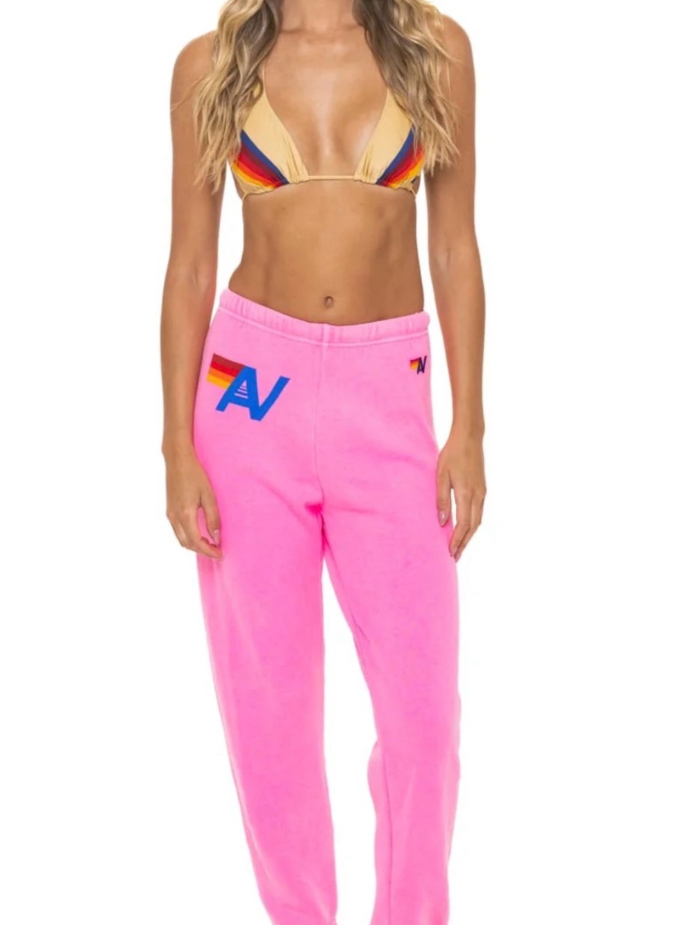 Aviator Nation Neon Pink Logo Relaxed Pullover Hoodie & Sweatpants Set M - Picture 5 of 15